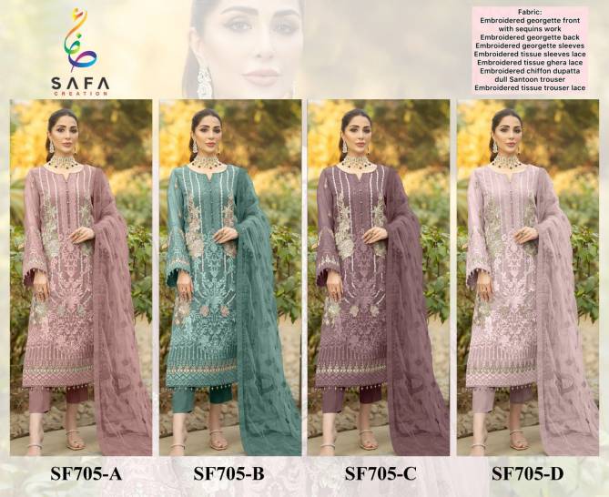 SF PK 705 Safa Embroidery Georgette Pakistani Suits Wholesale Price In Surat